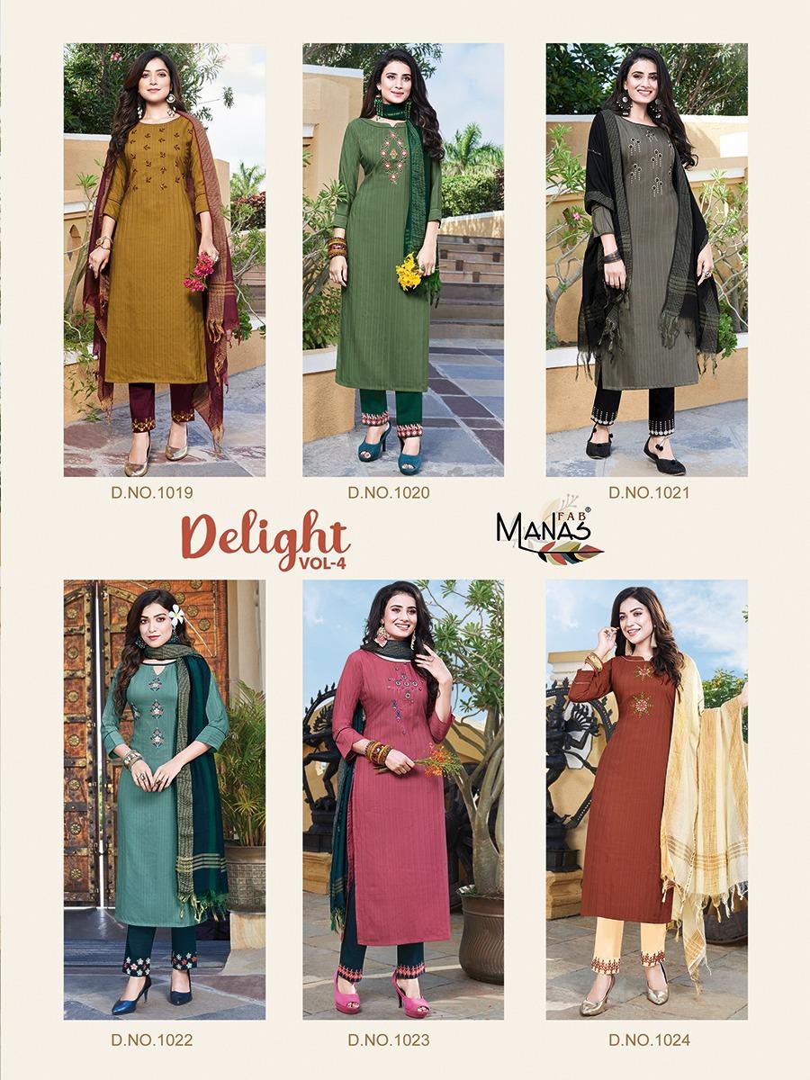 Manas Delight 4 Fancy Designer Festive Wear Embroidery Hand Work Ready Made Collection
